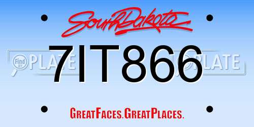 7IT866 South Dakota License Plate