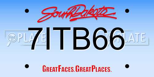 7ITB66 South Dakota License Plate