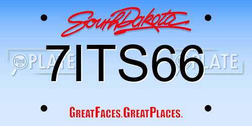 7ITS66 South Dakota License Plate