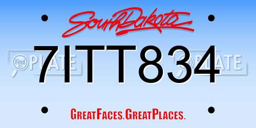 7ITT834 South Dakota License Plate