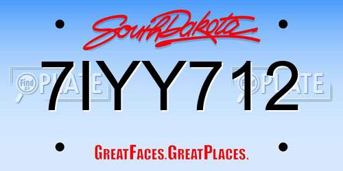 7IYY712 South Dakota License Plate