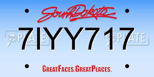 7IYY717 South Dakota License Plate
