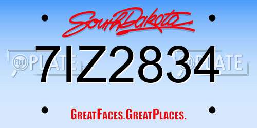 7IZ2834 South Dakota License Plate