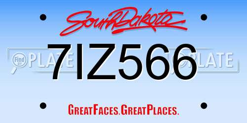 7IZ566 South Dakota License Plate