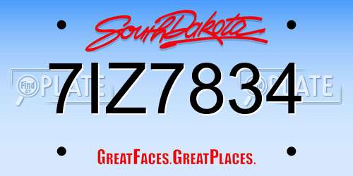 7IZ7834 South Dakota License Plate