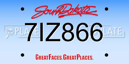 7IZ866 South Dakota License Plate