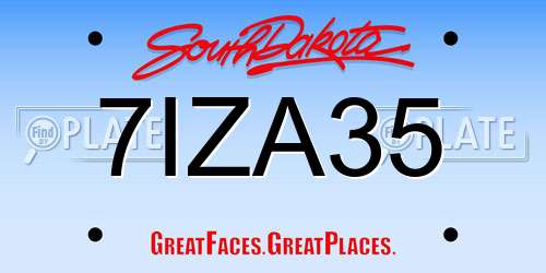 7IZA35 South Dakota License Plate