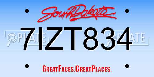 7IZT834 South Dakota License Plate