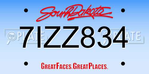 7IZZ834 South Dakota License Plate