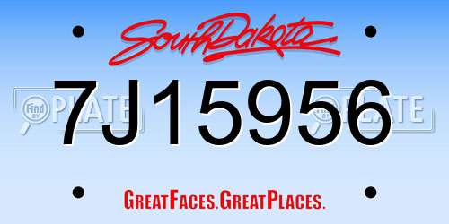 7J15956 South Dakota License Plate