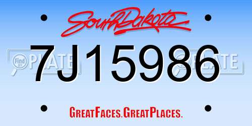 7J15986 South Dakota License Plate