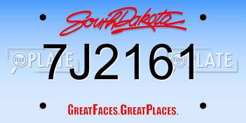 7J2161 South Dakota License Plate