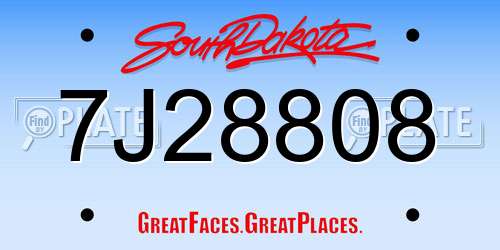 7J28808 South Dakota License Plate