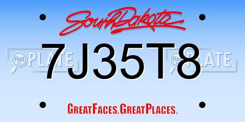 7J35T8 South Dakota License Plate