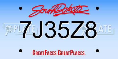 7J35Z8 South Dakota License Plate