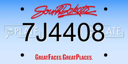 7J4408 South Dakota License Plate