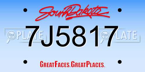 7J5817 South Dakota License Plate