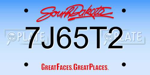 7J65T2 South Dakota License Plate