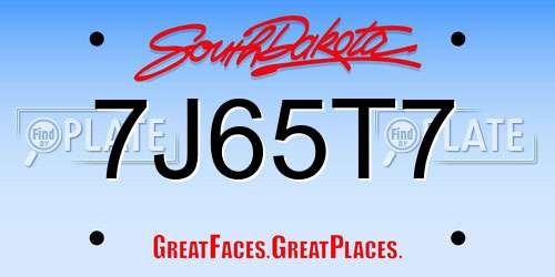 7J65T7 South Dakota License Plate