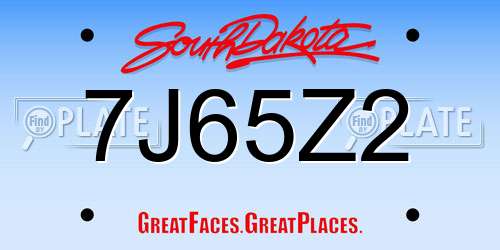 7J65Z2 South Dakota License Plate