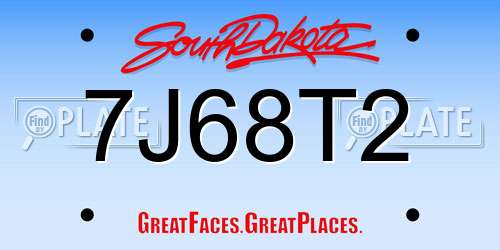 7J68T2 South Dakota License Plate