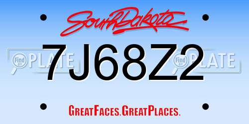 7J68Z2 South Dakota License Plate