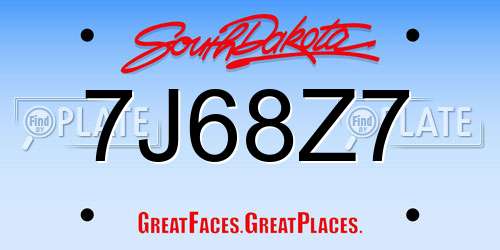 7J68Z7 South Dakota License Plate