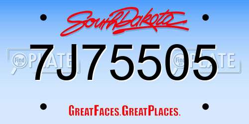 7J75505 South Dakota License Plate