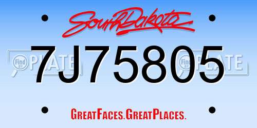 7J75805 South Dakota License Plate