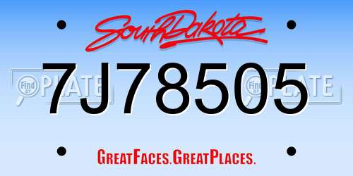 7J78505 South Dakota License Plate