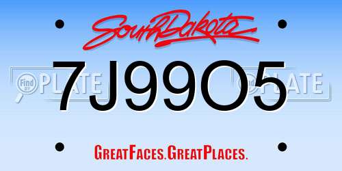7J99O5 South Dakota License Plate
