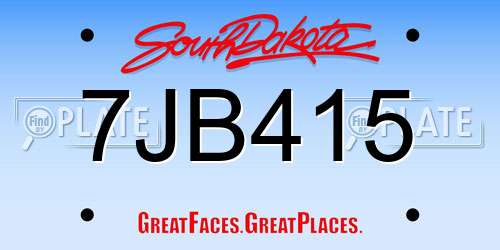 7JB415 South Dakota License Plate
