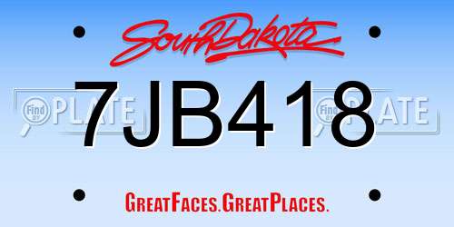 7JB418 South Dakota License Plate