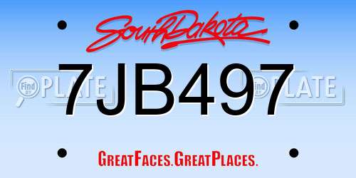 7JB497 South Dakota License Plate