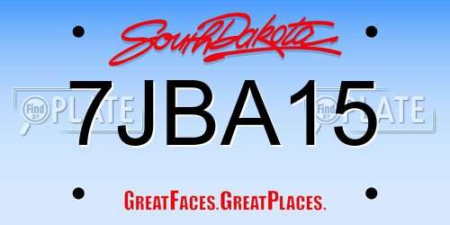 7JBA15 South Dakota License Plate