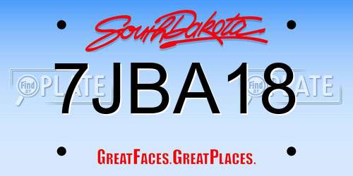 7JBA18 South Dakota License Plate