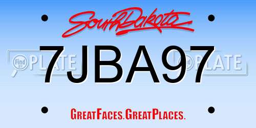 7JBA97 South Dakota License Plate