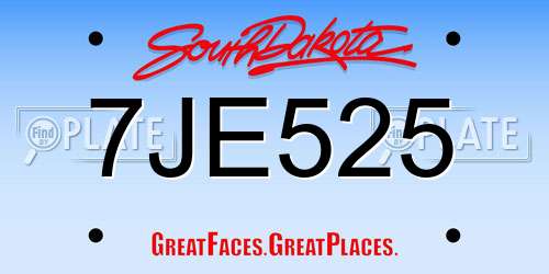 7JE525 South Dakota License Plate