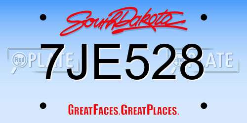 7JE528 South Dakota License Plate