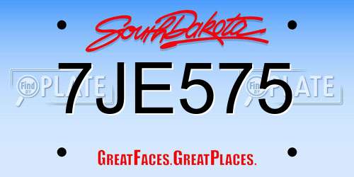 7JE575 South Dakota License Plate
