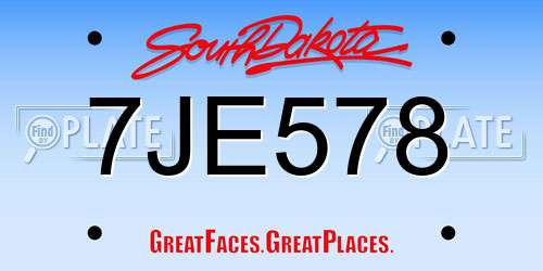 7JE578 South Dakota License Plate