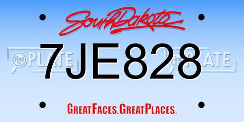 7JE828 South Dakota License Plate
