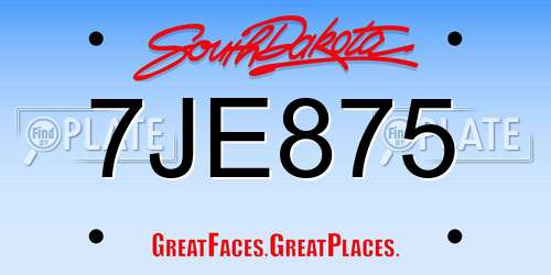 7JE875 South Dakota License Plate