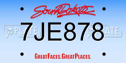 7JE878 South Dakota License Plate