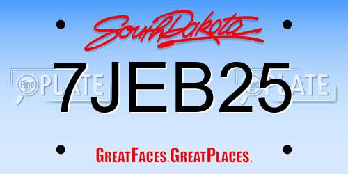 7JEB25 South Dakota License Plate