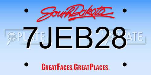7JEB28 South Dakota License Plate
