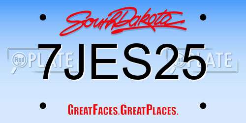 7JES25 South Dakota License Plate