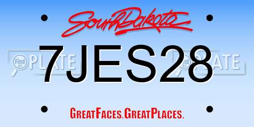 7JES28 South Dakota License Plate