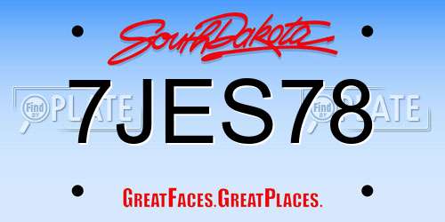7JES78 South Dakota License Plate