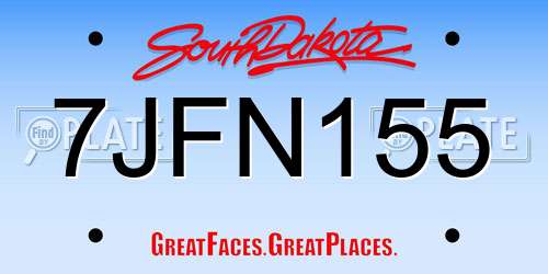 7JFN155 South Dakota License Plate